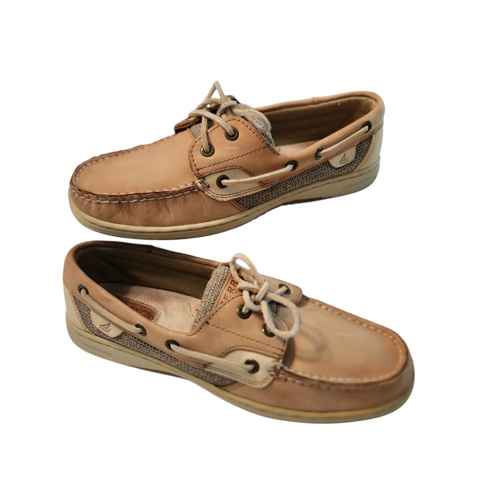 Sperry Top Sider Women's 9M Light Beige Suede Leather Boat Shoes Moc Toe Loafers